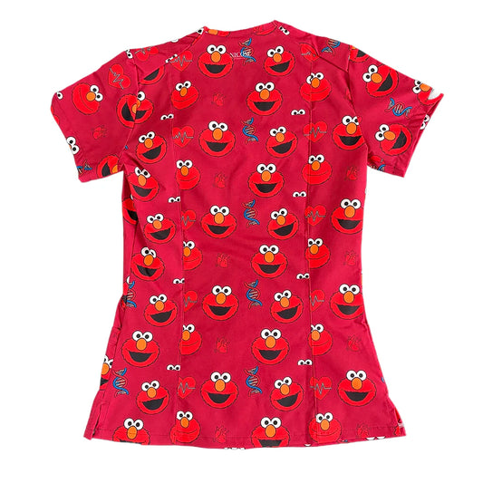 Top clínico mujer antifluido estampado Elmo Burdeo, vista trasera