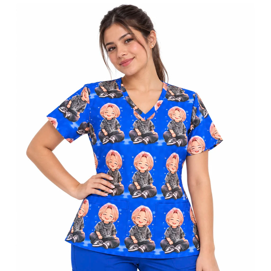 Jimin Kawaii Azul Rey | Top Clínico Mujer Antifluido | Nicosé