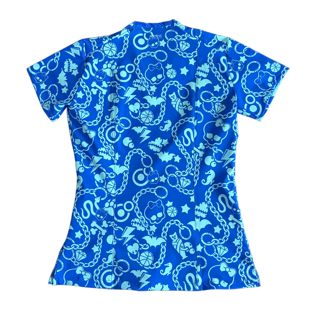 Top clínico mujer antifluido estampado Monster High Celeste, vista trasera