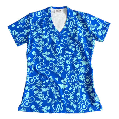 Top clínico mujer antifluido estampado Monster High Celeste, vista frontal