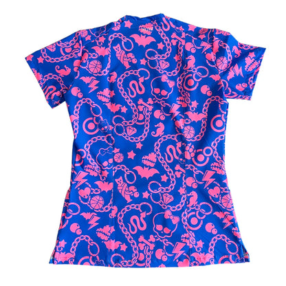 Top clínico mujer antifluido estampado Monster High Fucsia, vista trasera