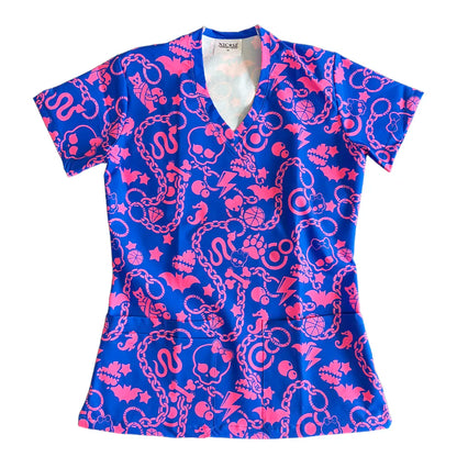 Top clínico mujer antifluido estampado Monster High Fucsia, vista frontal