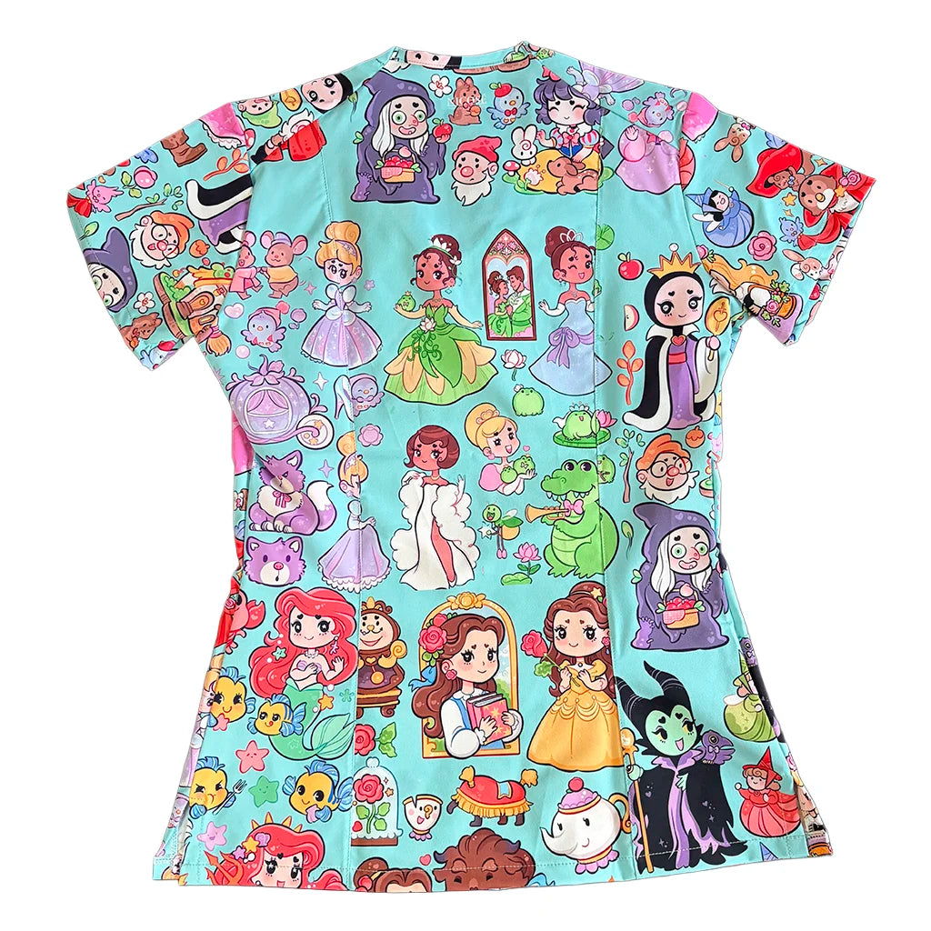Top clínico mujer antifluido estampado Princesas Celeste, vista trasera