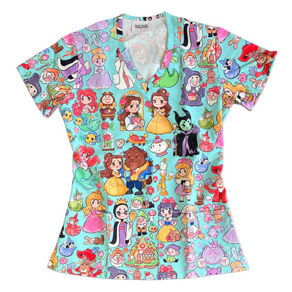 Top clínico mujer antifluido estampado Princesas Celeste, vista frontal