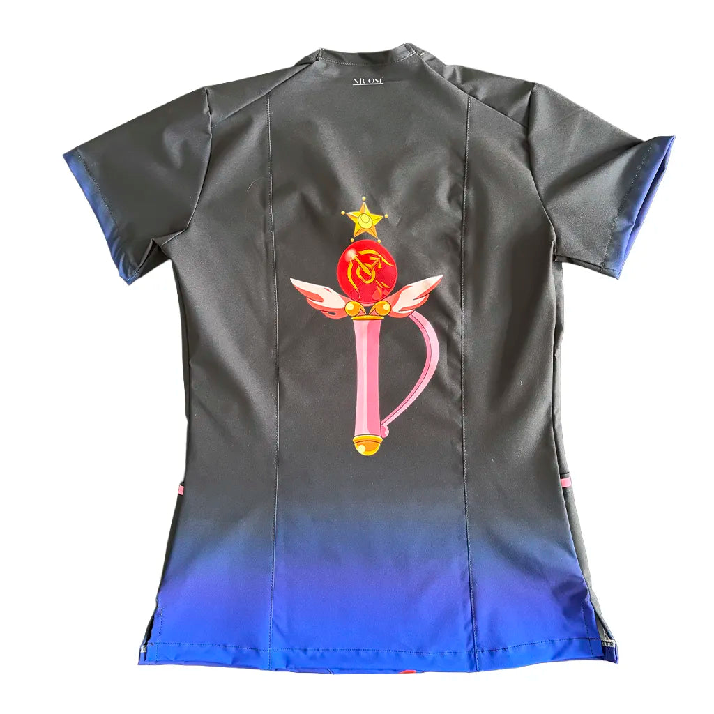 Top clínico mujer antifluido estampado Sailor Mars Negro, vista trasera