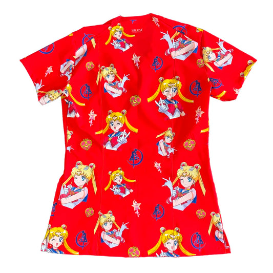 Top clínico mujer antifluido estampado Sailor Moon Rojo, vista trasera