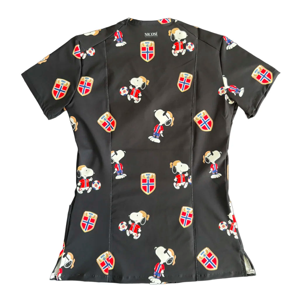 Top clínico mujer antifluido estampado Snoopy Haaland Negro, vista trasera