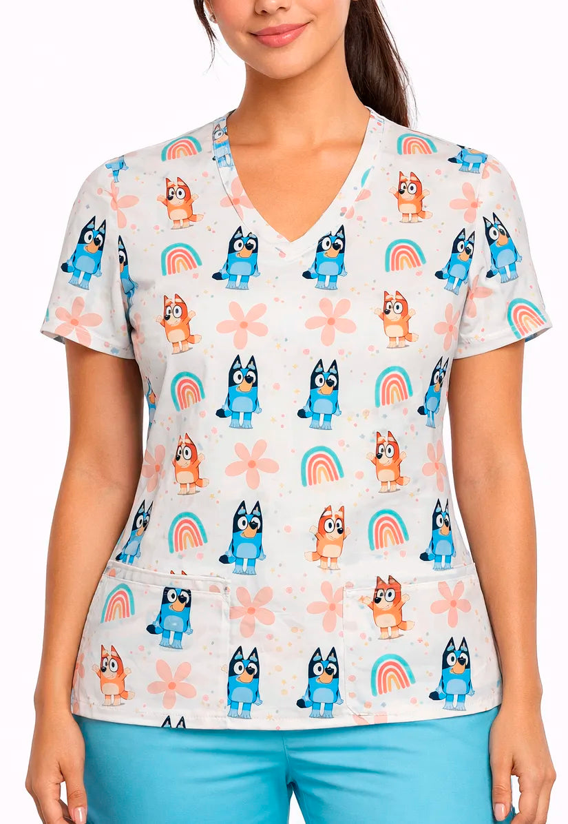 Bluey blanco Top Clinico Mujer (A pedido)