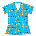 Bluey amigos celeste Top Clinico Mujer (A pedido)