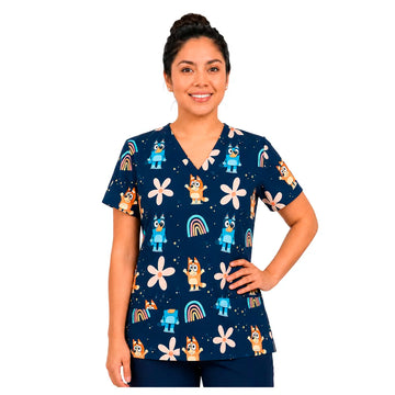 Top clínico de mujer con diseño Bluey Azul Marino - Talla L, vista 3