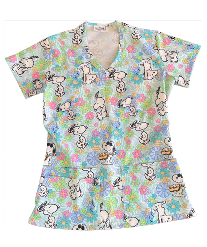 Snoopy Flores Top Clinico Mujer (A pedido)