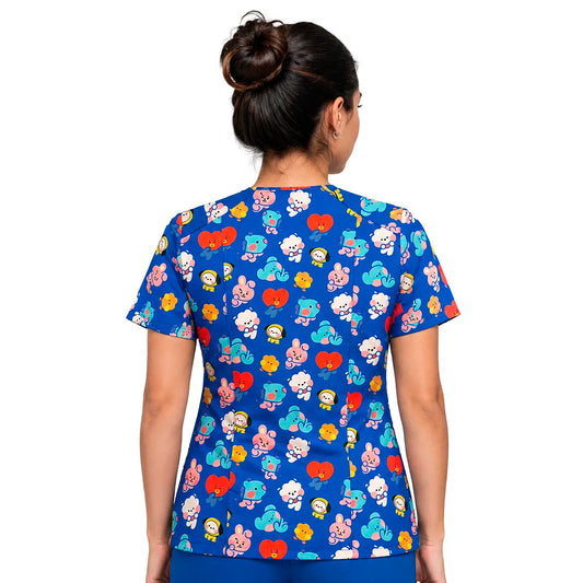 Top Clínico BT21 Azul Rey Mujer (A pedido)