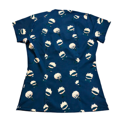 Top Clínico Mujer Satoru Gojo Azul Marino (A pedido)