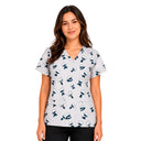Top clínico de mujer con diseño Reflejo Ninja, en tela antifluido