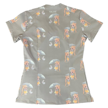 Conejo kawaii Top Clinico Mujer Gris (A pedido)