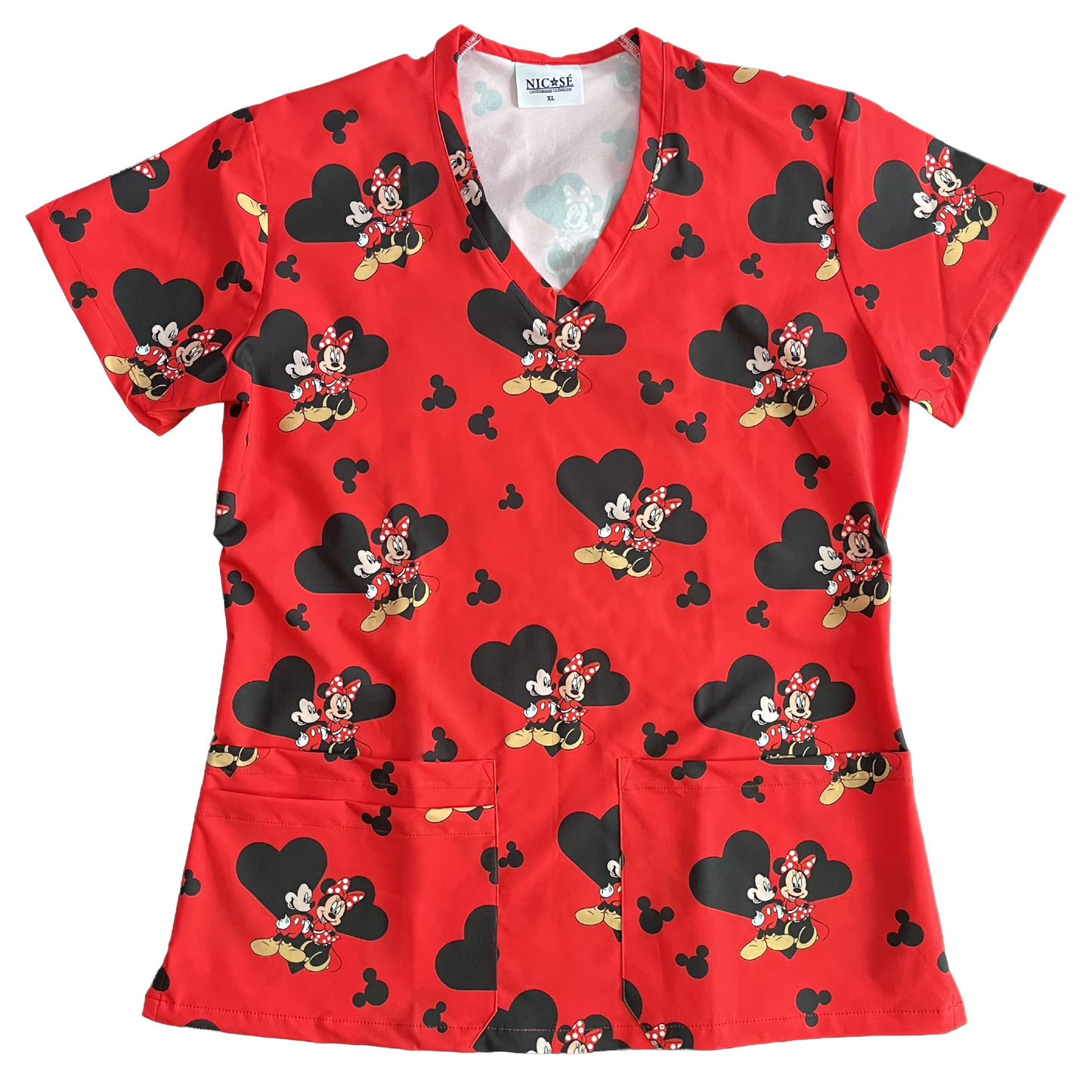 Rojo Mouse clásico Top Clínico Mujer (A pedido)