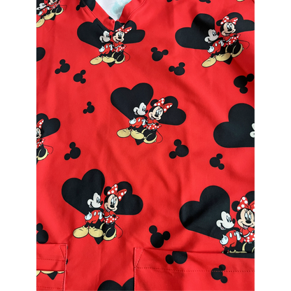 Rojo Mouse clásico Top Clínico Mujer (A pedido)