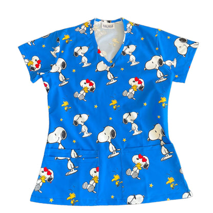 Snoopy celeste Top Clinico Mujer (A pedido)