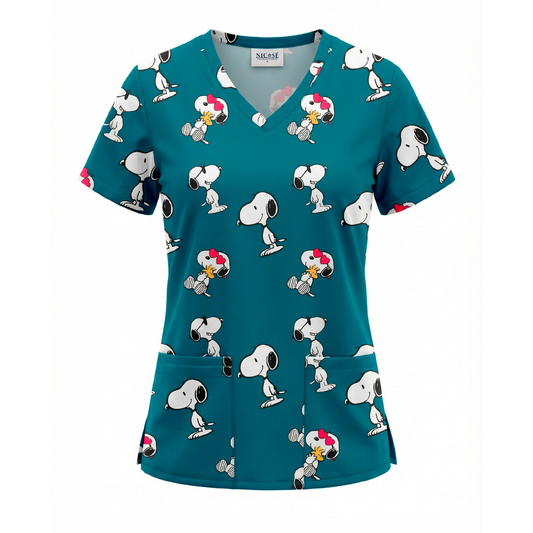 Top Clinico Snoopy Teal