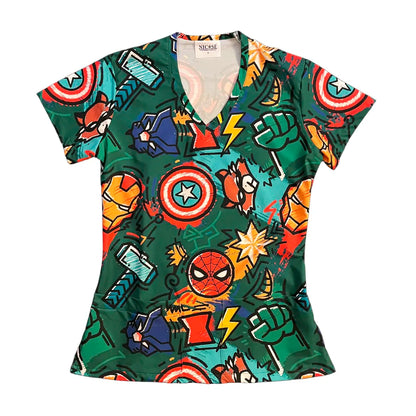 Top Clínico Marvel Educadora de Párvulos Verde Mujer (A pedido)