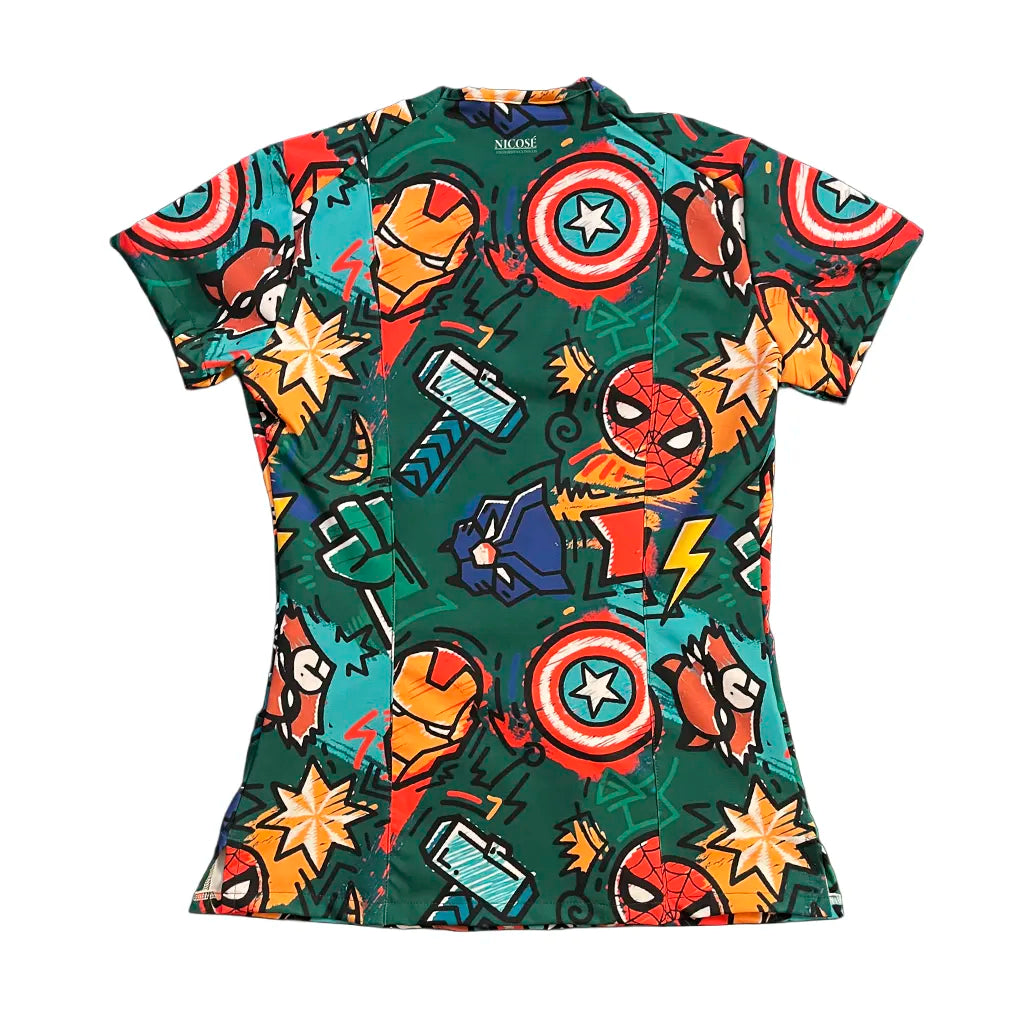 Top Clínico Marvel Educadora de Párvulos Verde Mujer (A pedido)