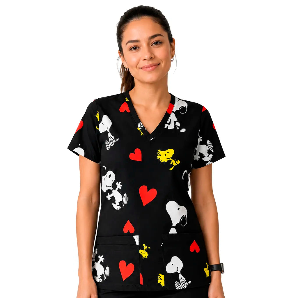 Snoopy corazones Top Clinico Mujer (A pedido)
