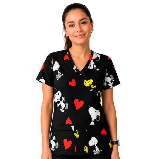 Snoopy corazones Top Clinico Mujer (A pedido)