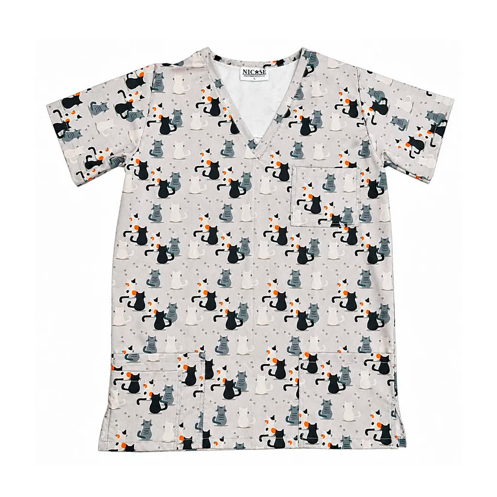 Top Clinico Hombre Gatitos gris (A pedido)