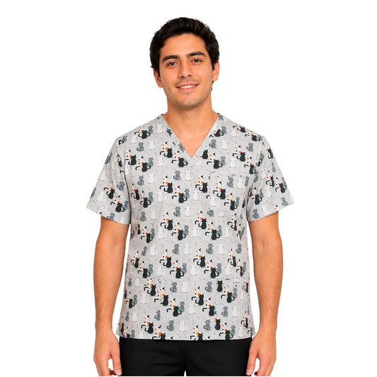 Top Clinico Hombre Gatitos gris (A pedido)