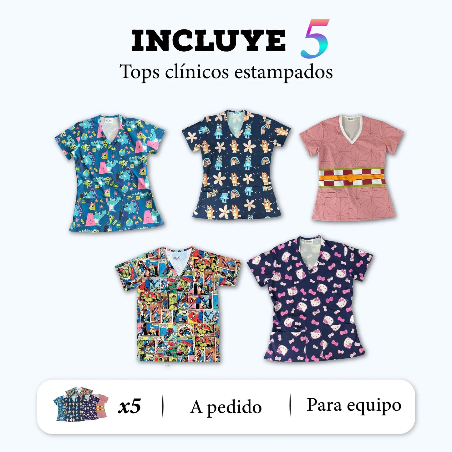 Pack de 10 tops clínicos Nicosé para equipos, vista 2