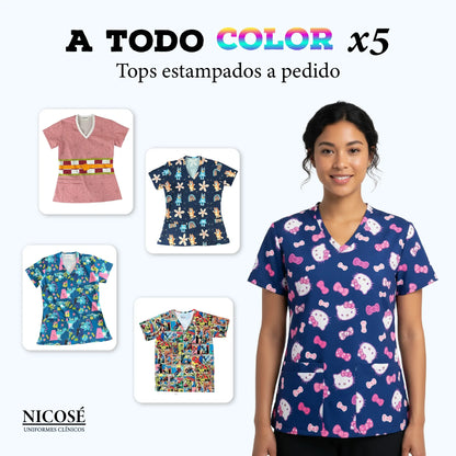 Pack de 15 tops clínicos Nicosé para equipos, en tela antifluido